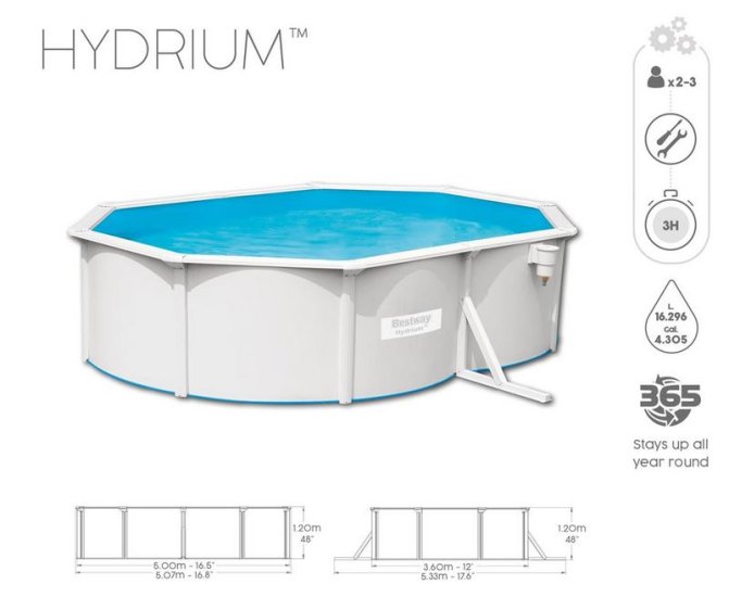 Hydrium™ Stahlwandpool,Komplett-Set mit Sandfilteranlage - zum Schließen ins Bild klicken